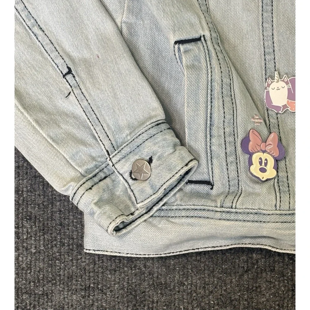 Disney Jean Jacket Girls Size 9/10 Denim Minnie Mouse Sequin &‎ Embroidered